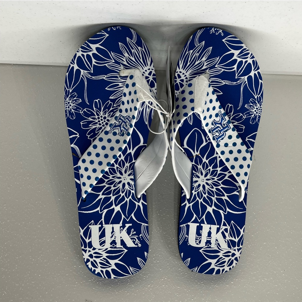 College Edition Women’s UK Blue And White Flip Flop Sandals - Size L 9/10